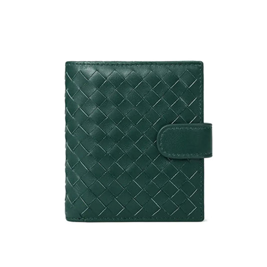 Sheepskin Woven Leather Short Wallet