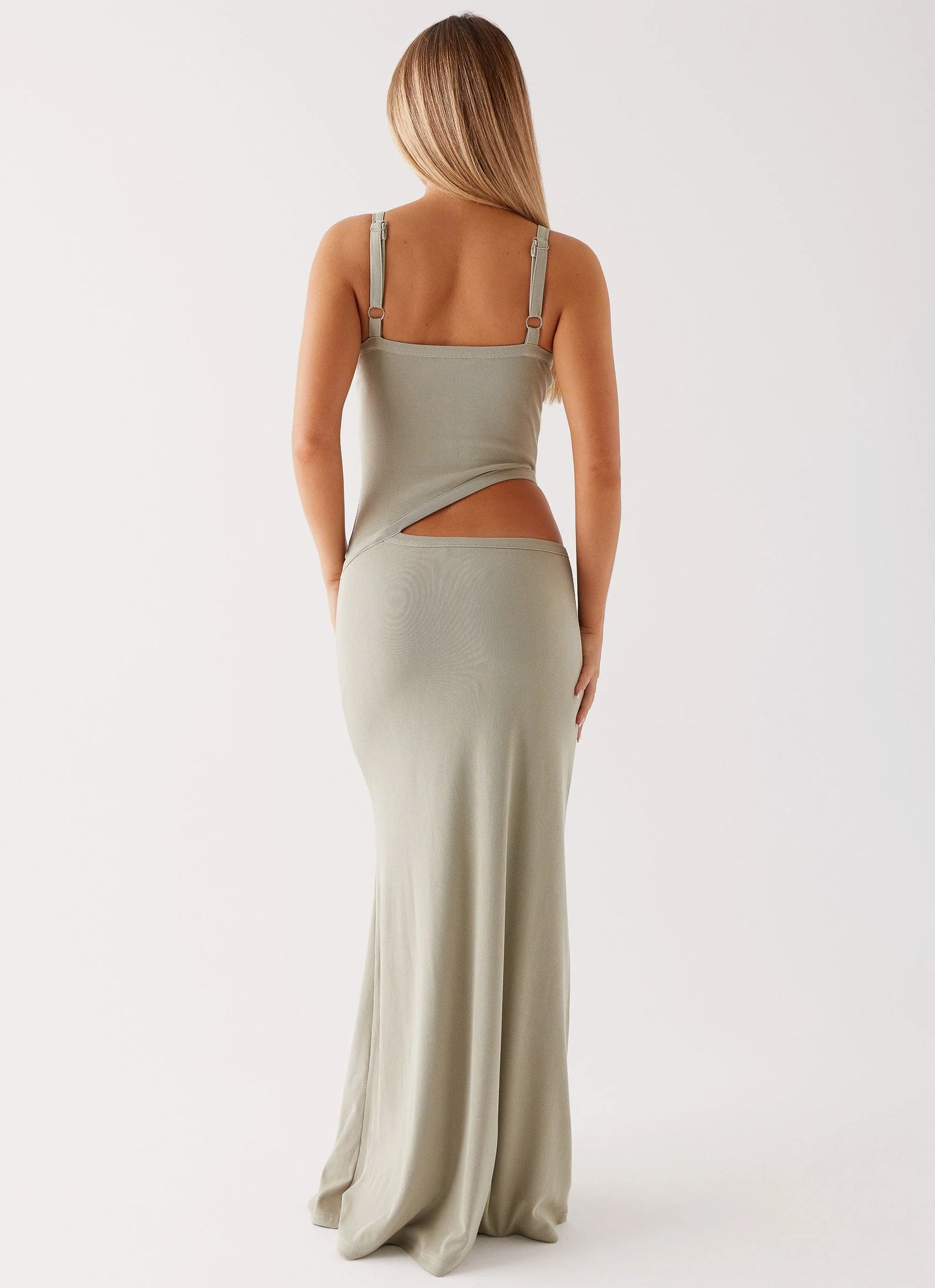 Cut-Out Hollow Irregular Hem Midi Dress