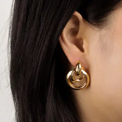 Chic Interlocking Metal Hoop Earrings