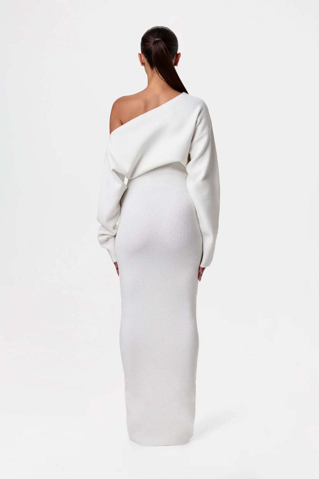 High-Waist Long Sleeve Slim Maxi