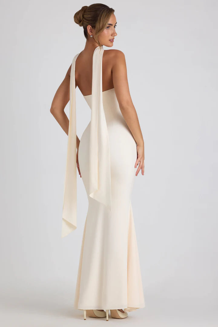 Slim Sheath Fishtail Dress with Shawl