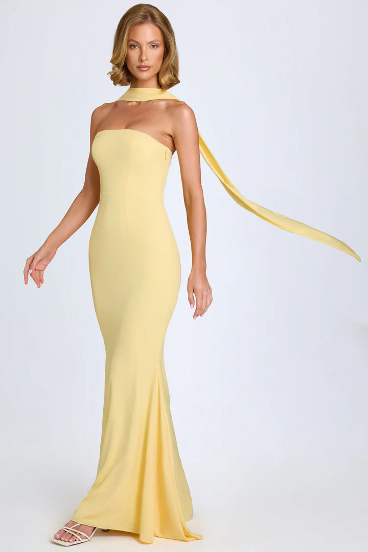 Slim Sheath Fishtail Dress with Shawl
