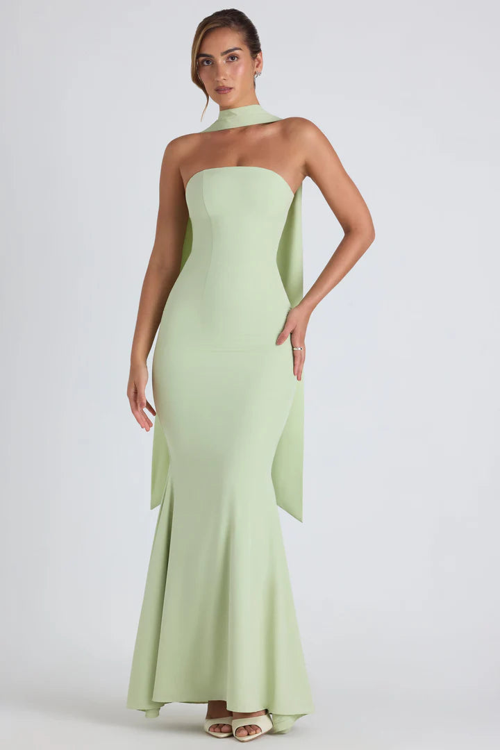 Slim Sheath Fishtail Dress with Shawl