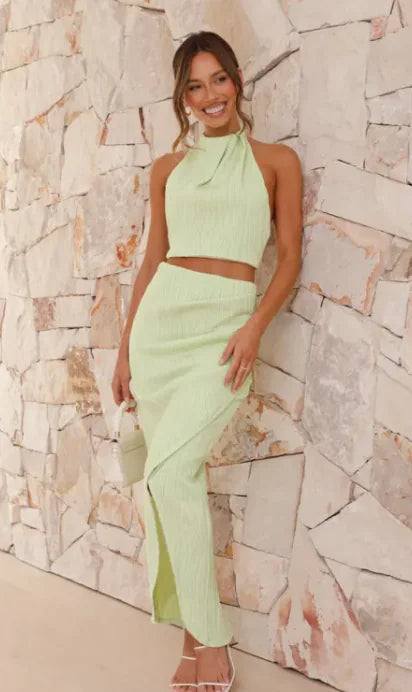 Wave Halter Slim Fit Bodycon Dress