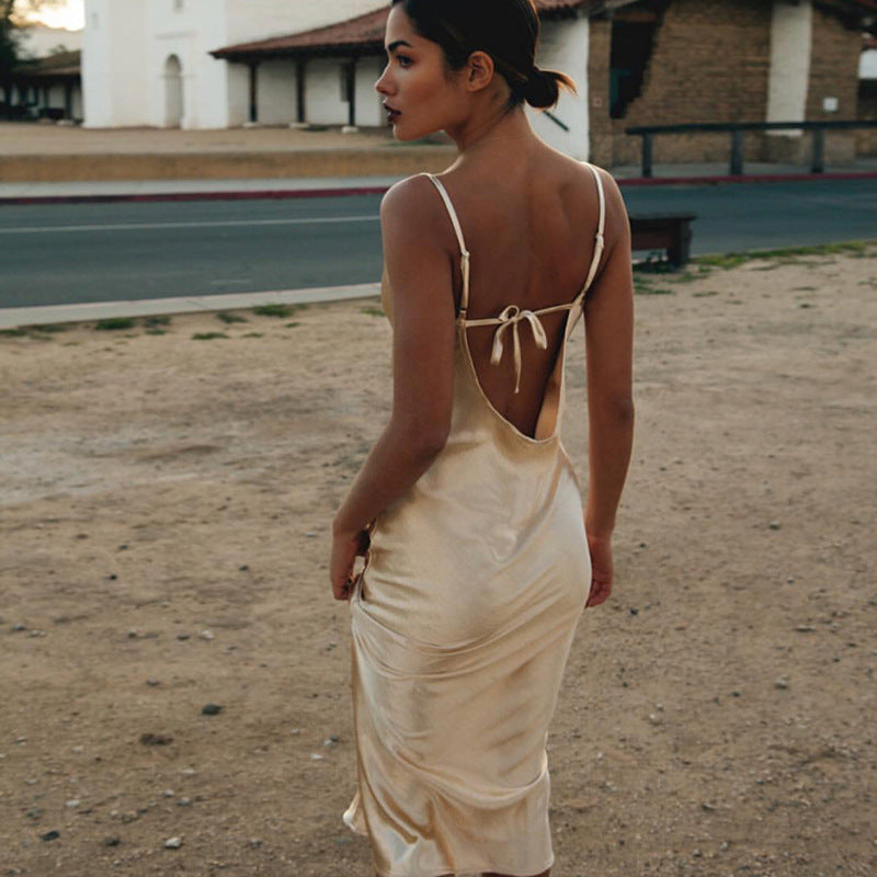 Strappy Cotton Backless Maxi with Slit