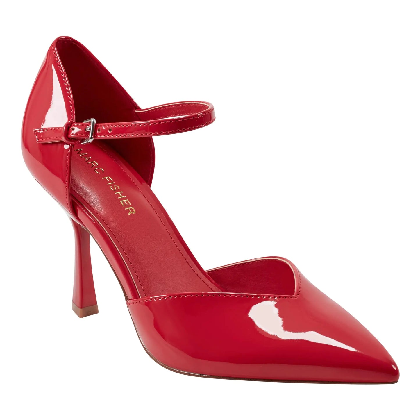 Red Patent Pointed Toe Ankle Strap Heels