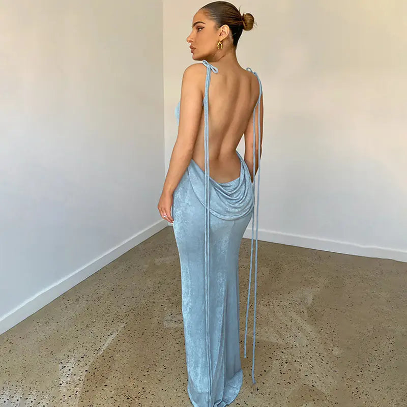 Backless Sleeveless Slim Fit Summer Maxi