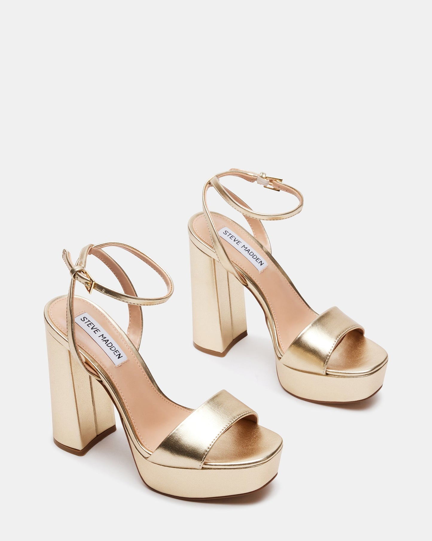 Champagne Strappy Block Heel Sandals