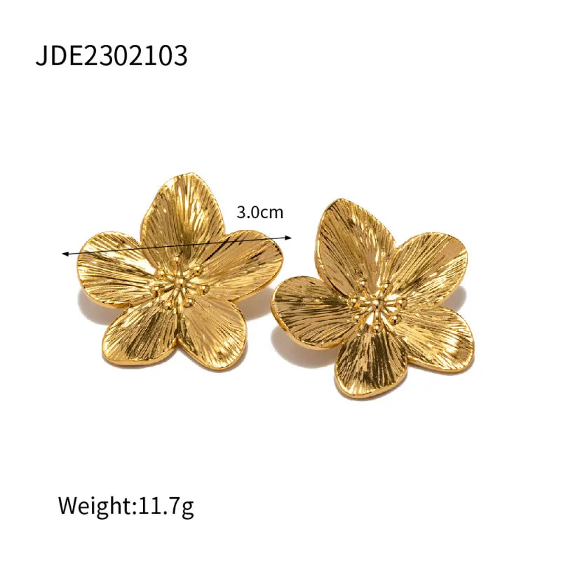 Matte Gold Flower Stud Earrings