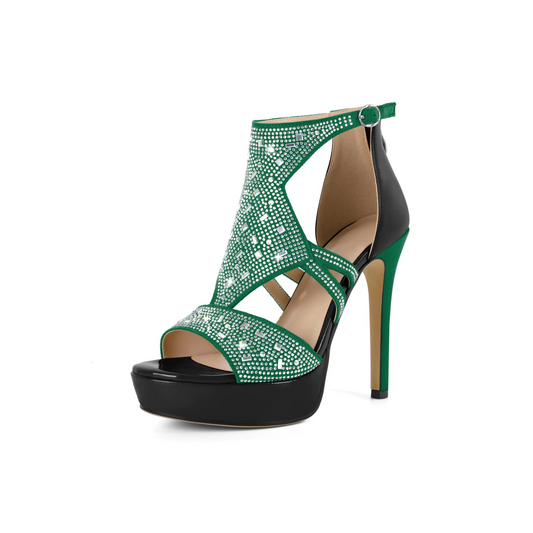 Rhinestone Gladiator Platform Stiletto Sandals