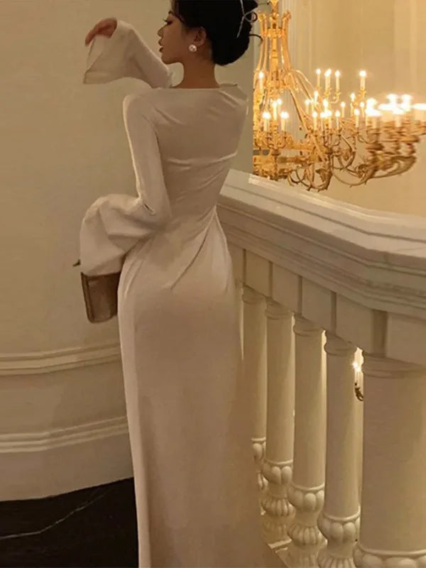 Elegant Solid Color Long Bodycon Dress