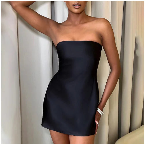 Off-Shoulder Tube Pullover Mini Dress