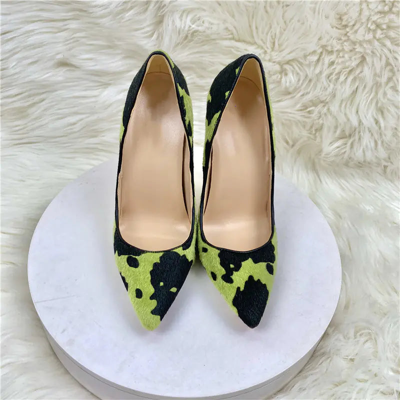 Black/Green Camouflage Graffiti Stiletto Heels