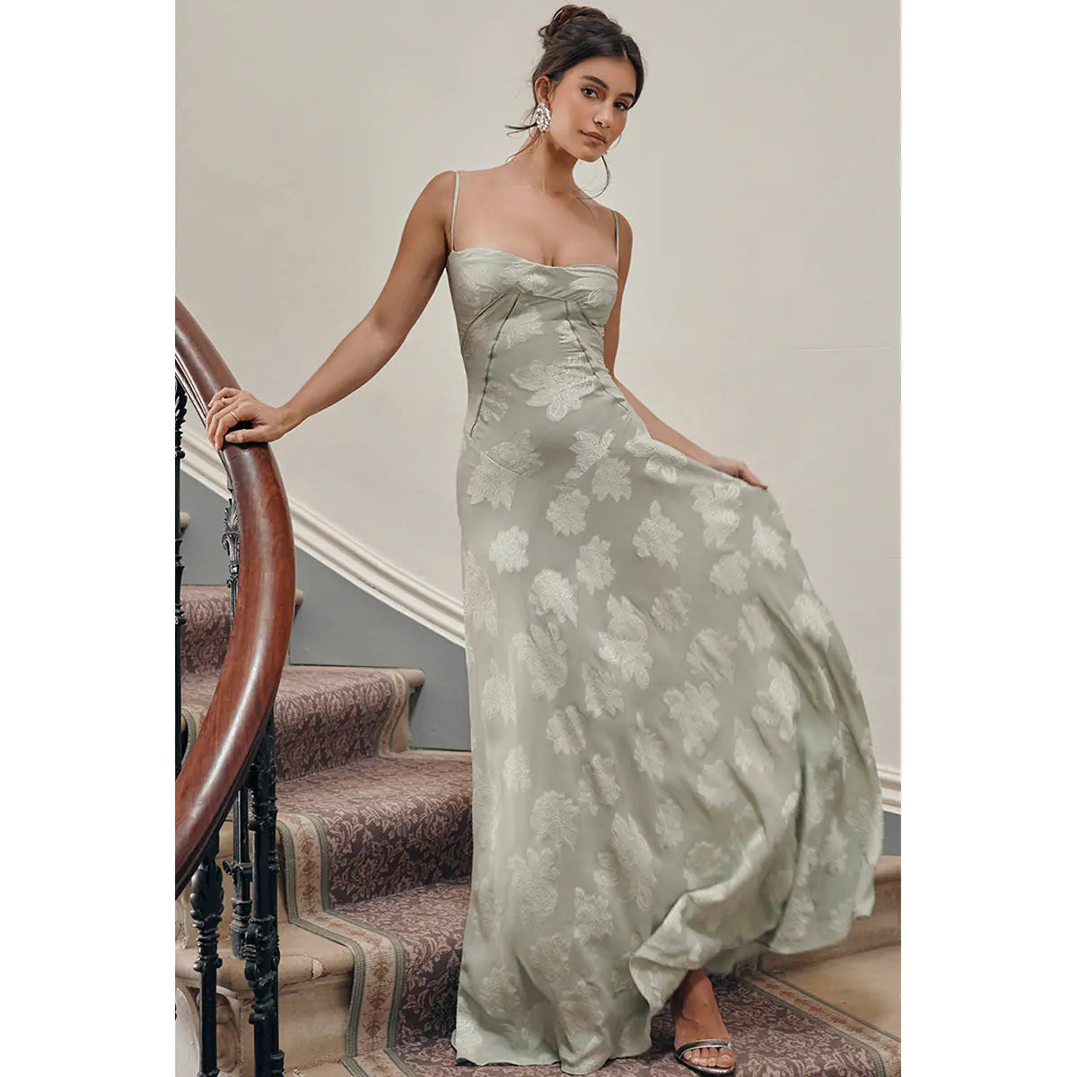 Elegant Lace Sheer Maxi Party Dress