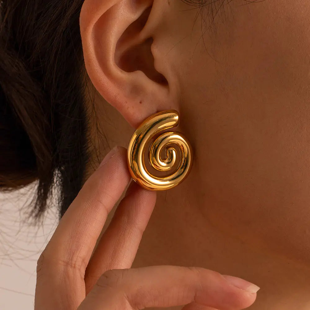 18K Gold Stainless Steel Twisted Hoop Earrings