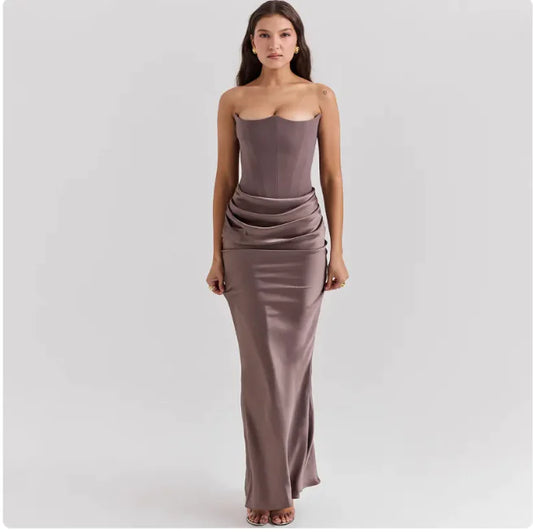 Strapless Backless Bodycon Maxi Evening Dress