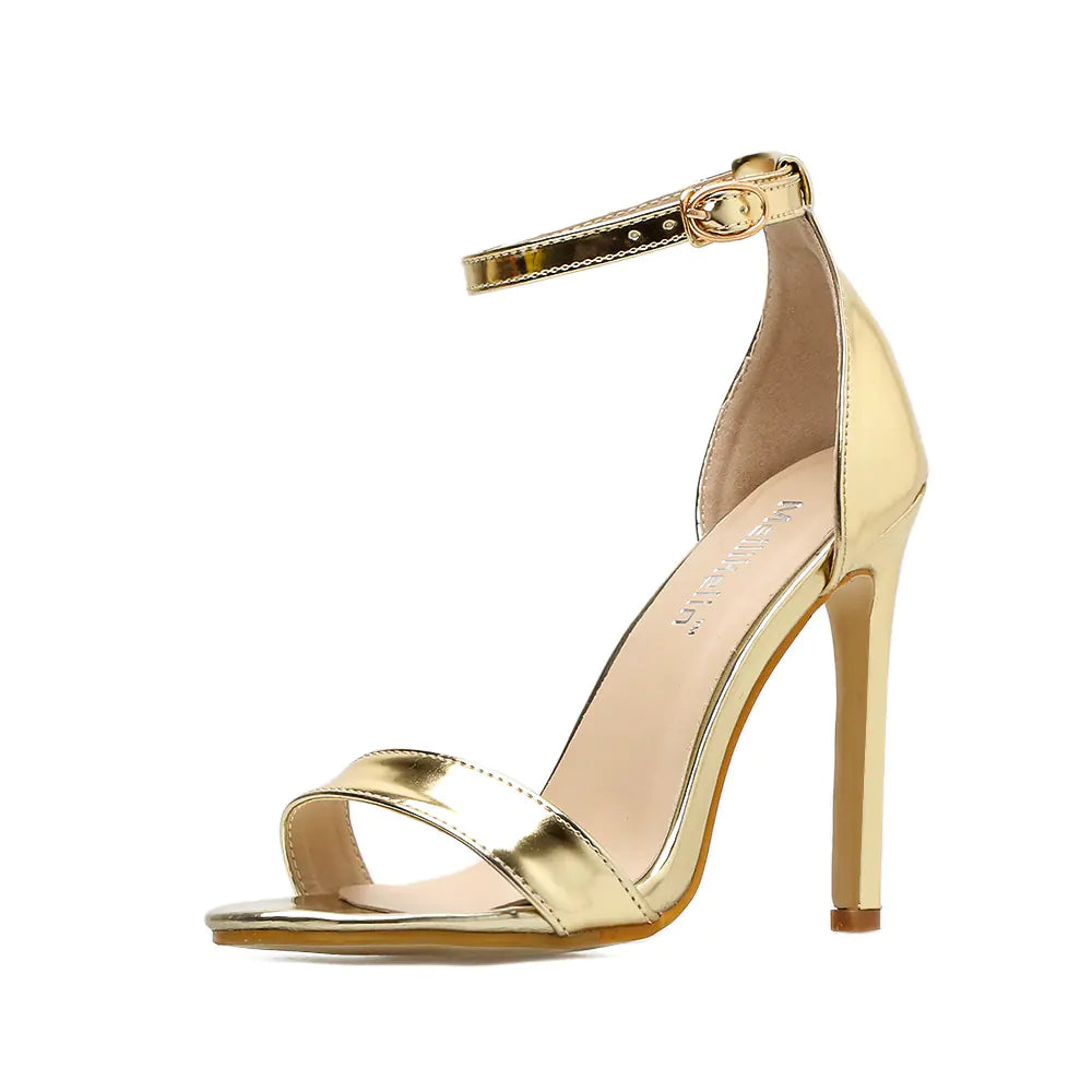 Metallic Peep-Toe 8cm+ Gold/Silver Stiletto Sandals