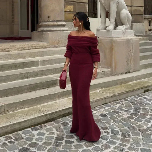 Slim Fit Off Shoulder Two Piece Set