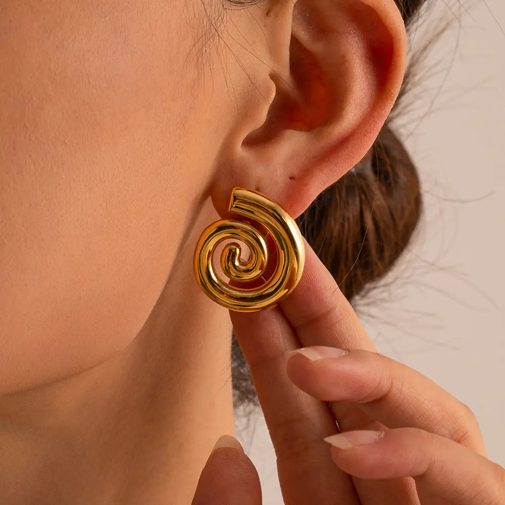 18K Gold Stainless Steel Twisted Hoop Earrings