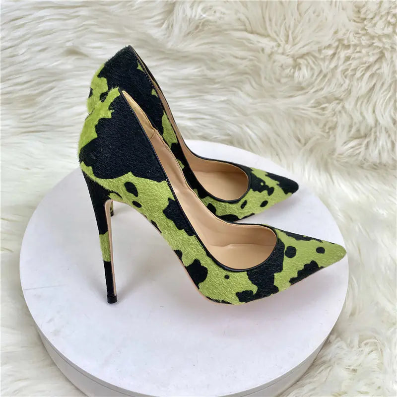 Black/Green Camouflage Graffiti Stiletto Heels