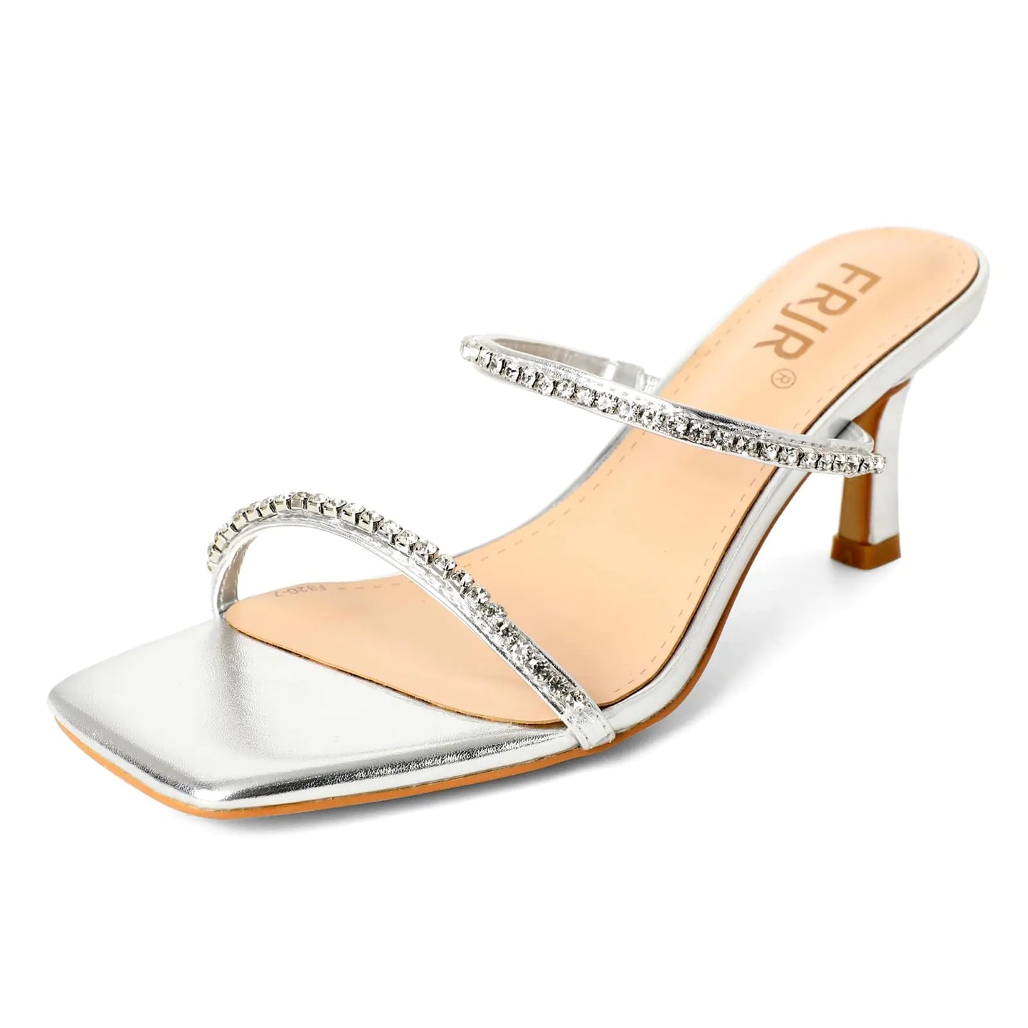 Rhinestone Square Toe Kitten Heels