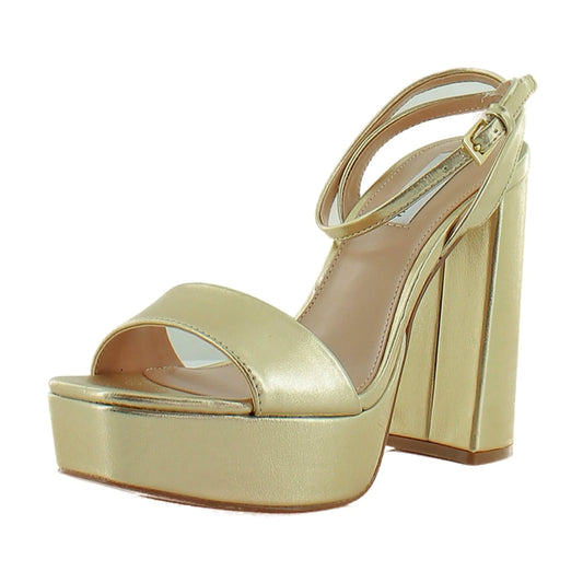 Champagne Strappy Block Heel Sandals