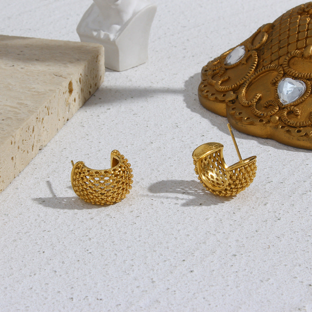 Minimalist Stainless Steel 18K Gold Earrings