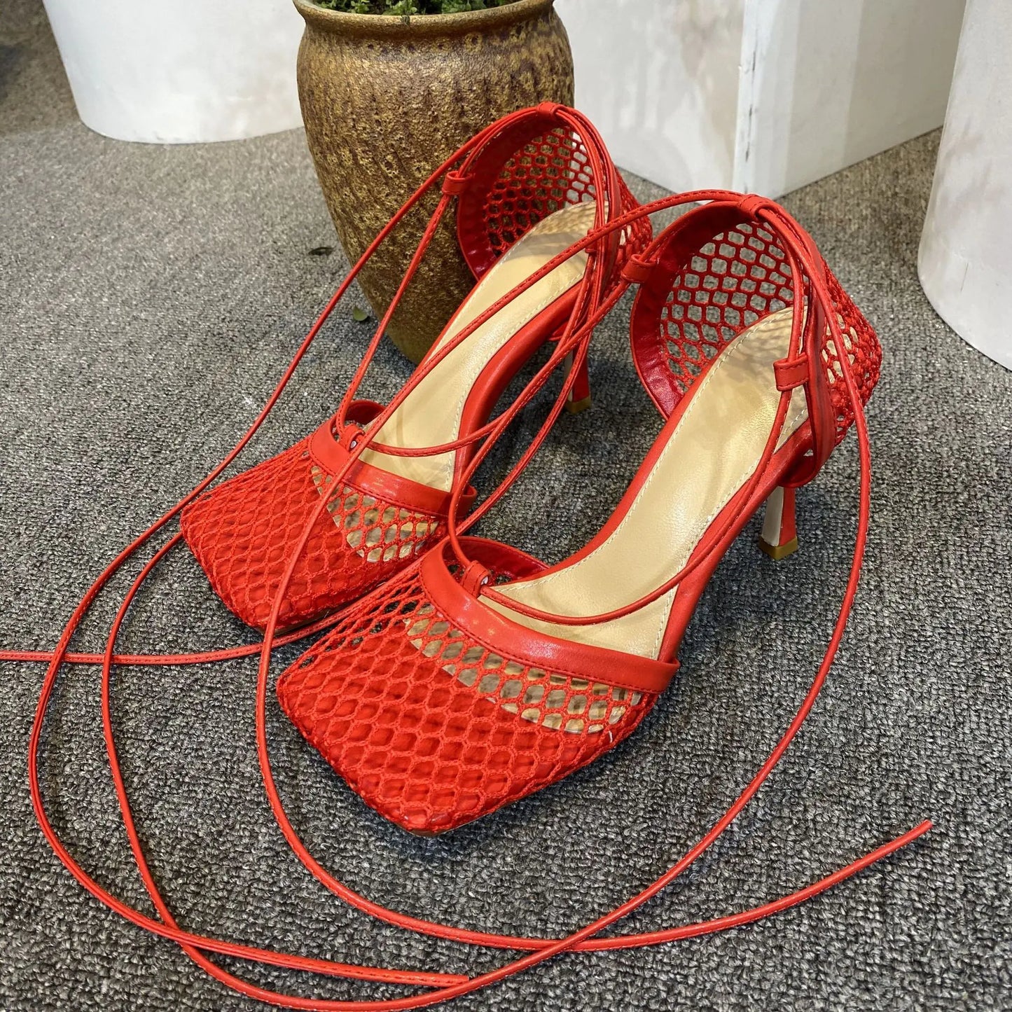Color Pop Square-Toe Sheepskin Sandals