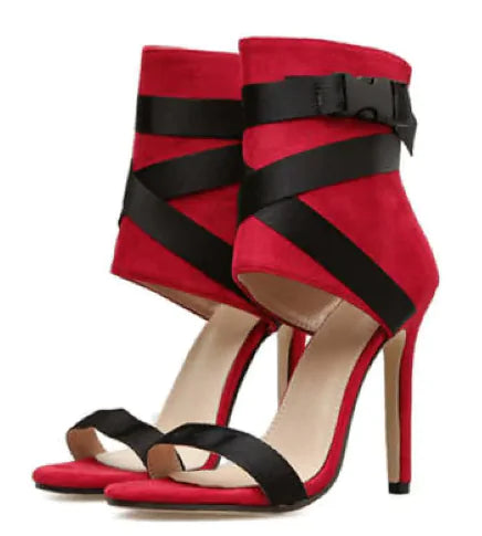 Woven Buckle Open Toe Stiletto Heels