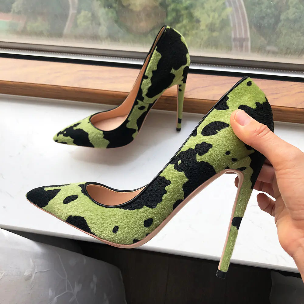 Black/Green Camouflage Graffiti Stiletto Heels