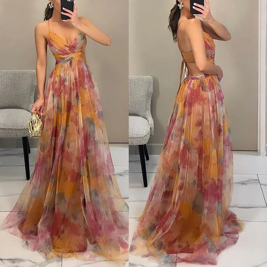 Stylish Mesh Print Slip Dress