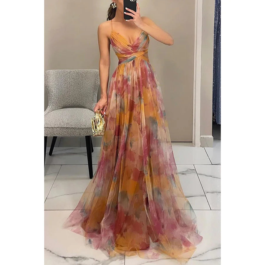 Stylish Mesh Print Slip Dress