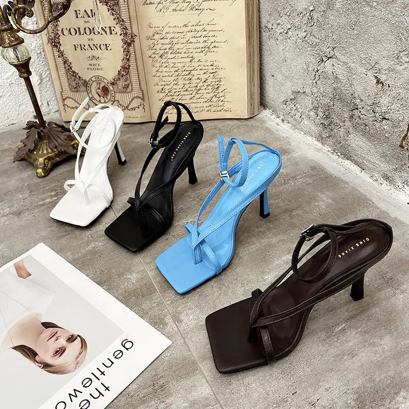 Square-Toe Strap 6–8cm Heeled Sandals