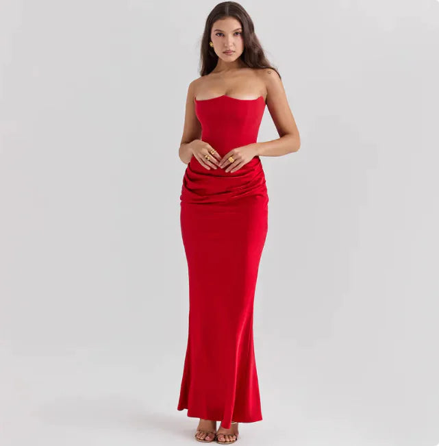 Strapless Backless Bodycon Maxi Evening Dress