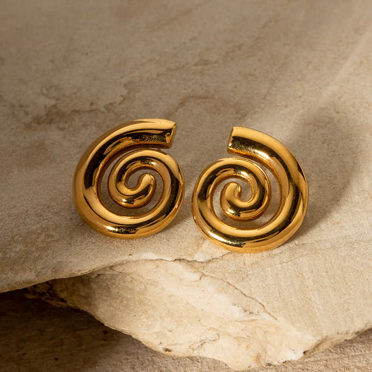 18K Gold Stainless Steel Twisted Hoop Earrings