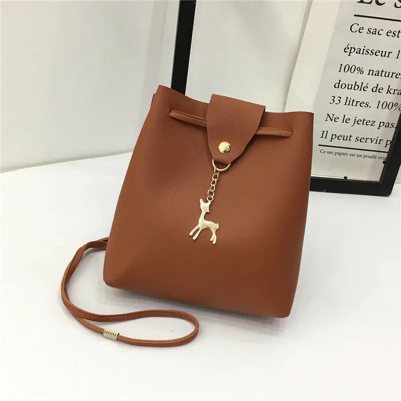 Vintage PU Mini Bucket Crossbody Bag
