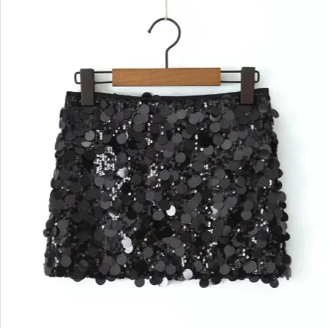 Body Hugging Sequin Sheath Mini Skirt