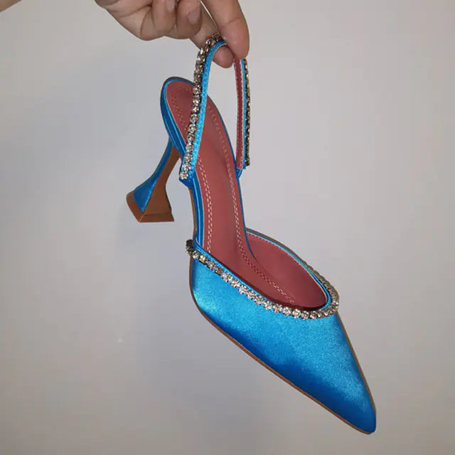 Luxury Crystal Chain Pointed Toe Heels