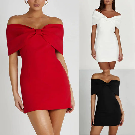 Off-Shoulder Bow Mini Dress