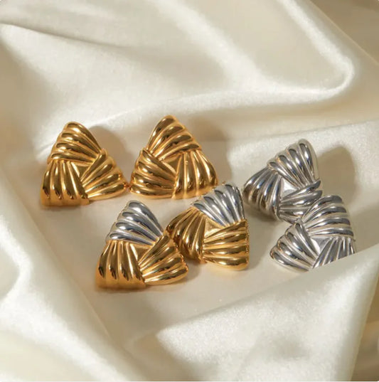 Brigitte Two-Tone Gold Hoop Earrings