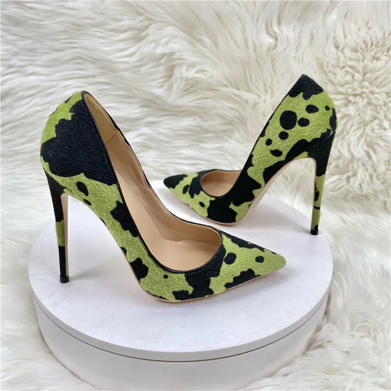 Black/Green Camouflage Graffiti Stiletto Heels