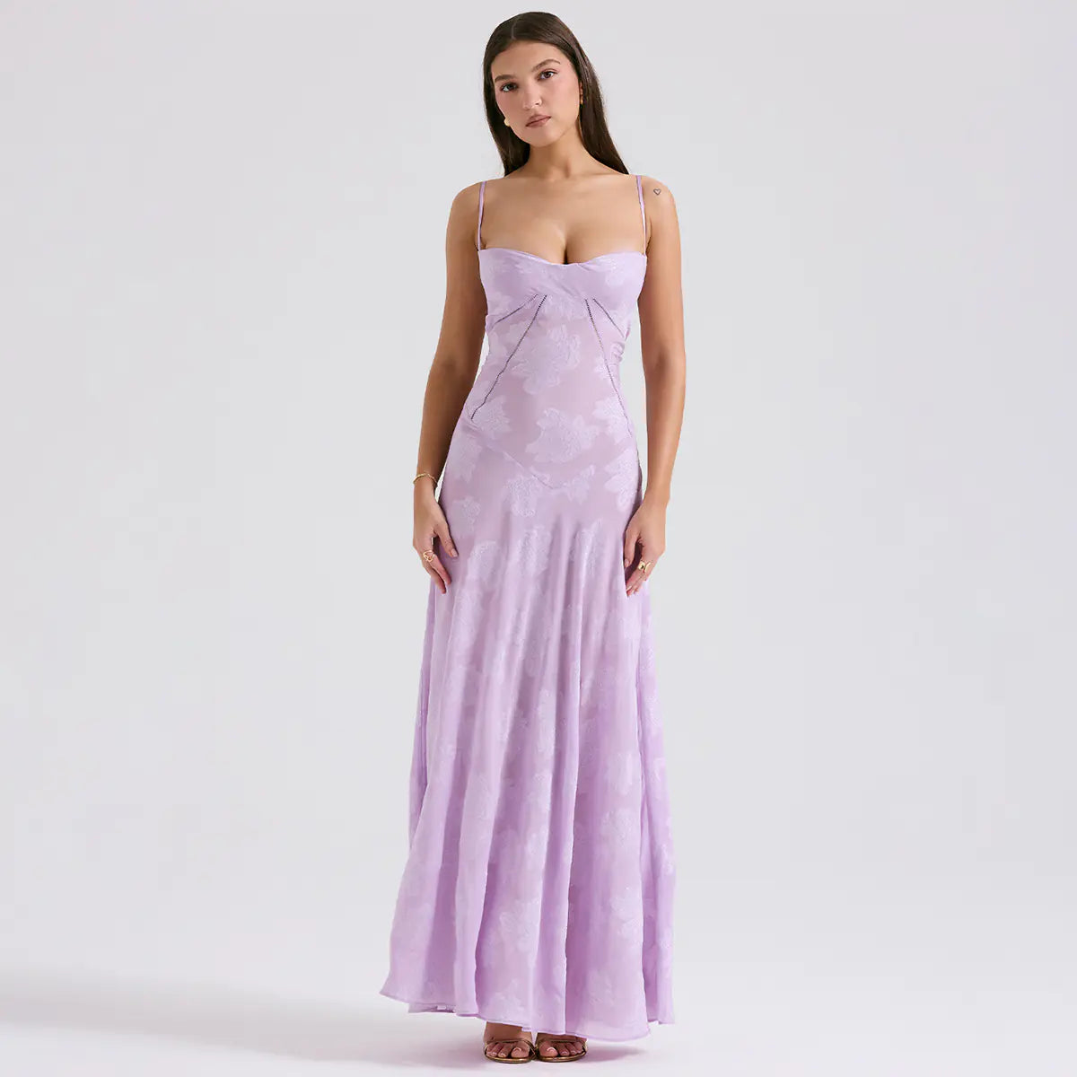 Elegant Lace Sheer Maxi Party Dress