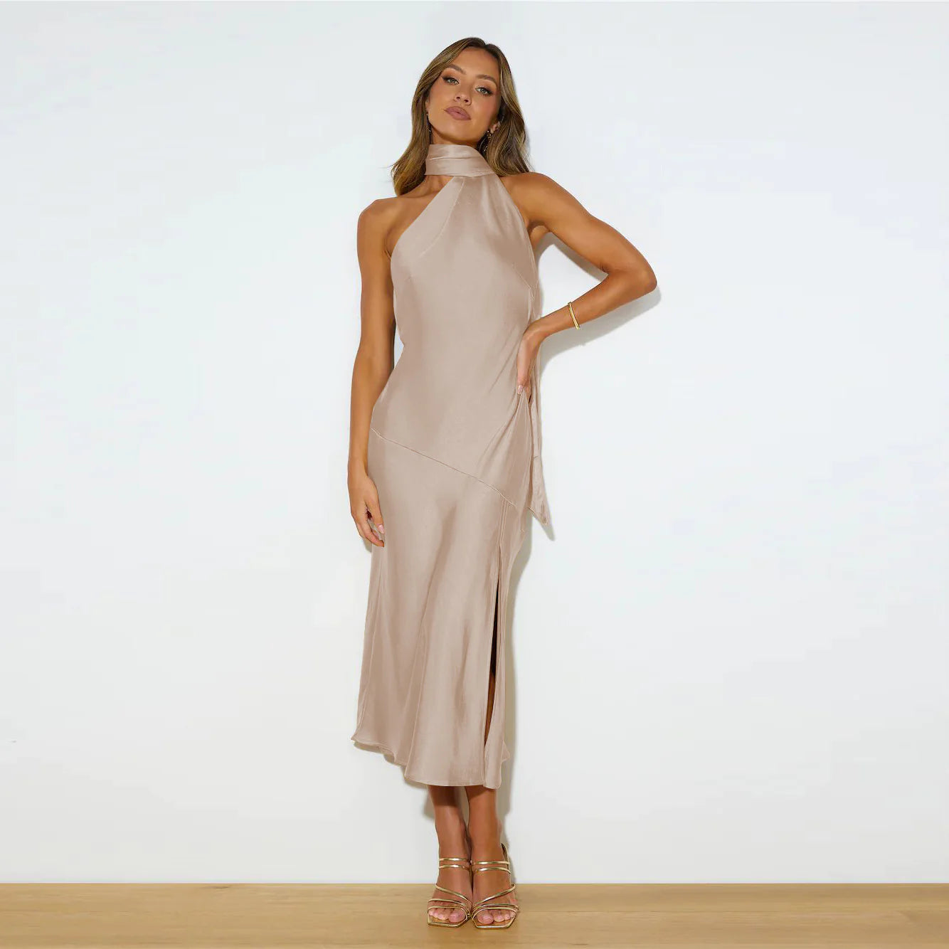 Satin Split Hollow Bodycon Party Dress
