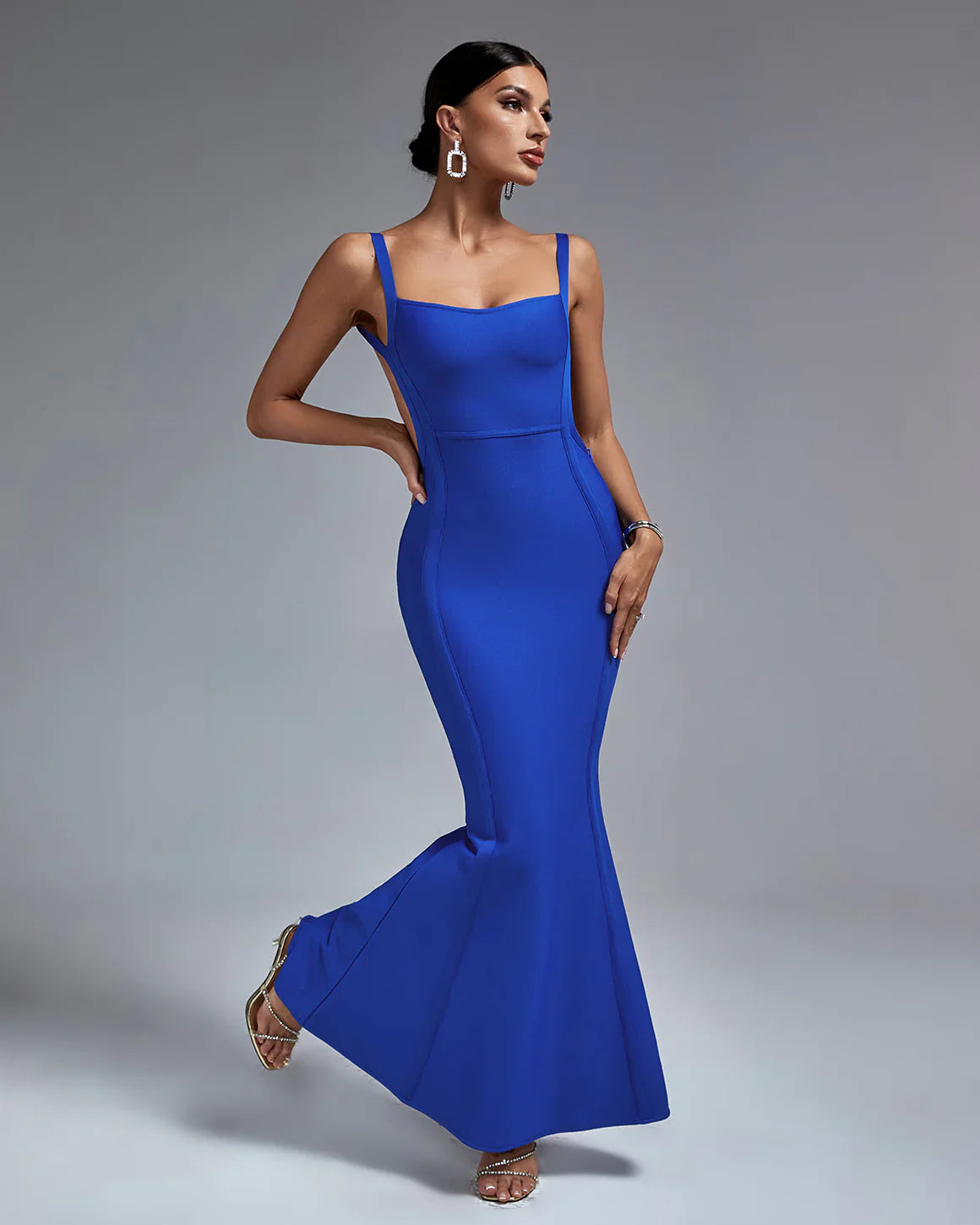 Bandage Open Back Mermaid Hem Long Dress