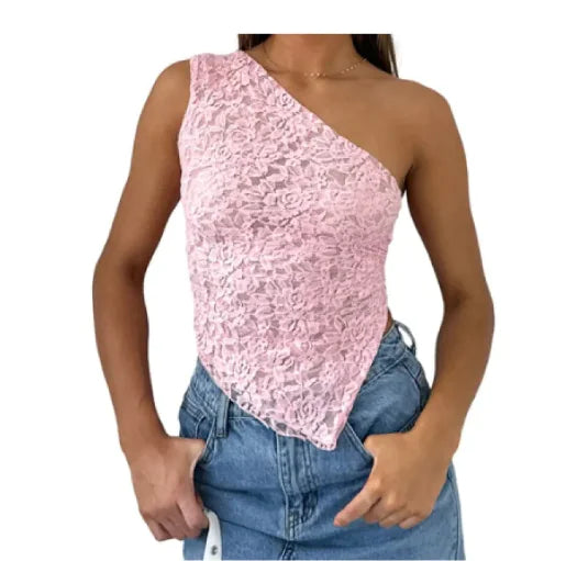 Lace Back Asymmetrical Women’s Tank Top