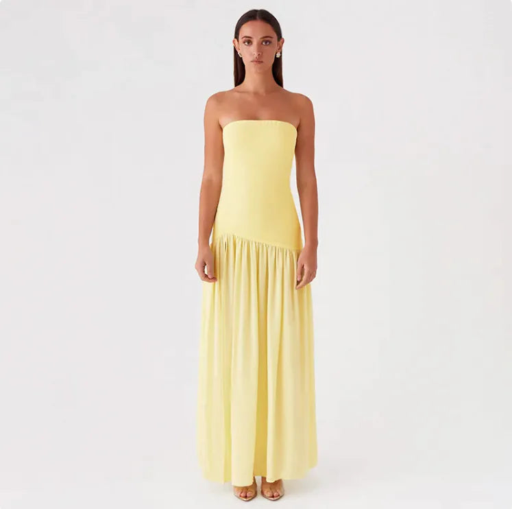 Strapless Maxi Dress with Side Slit
