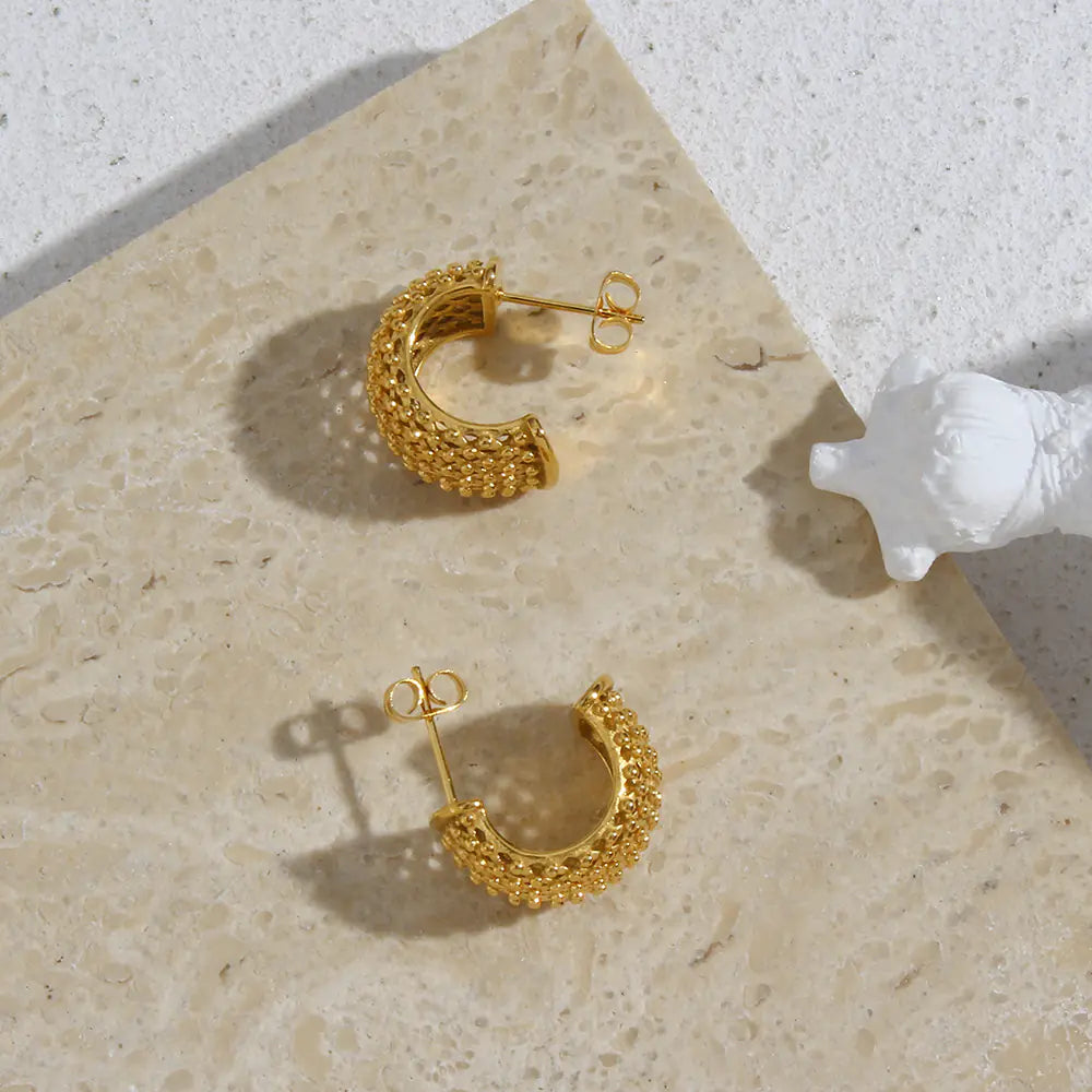 Minimalist Stainless Steel 18K Gold Earrings