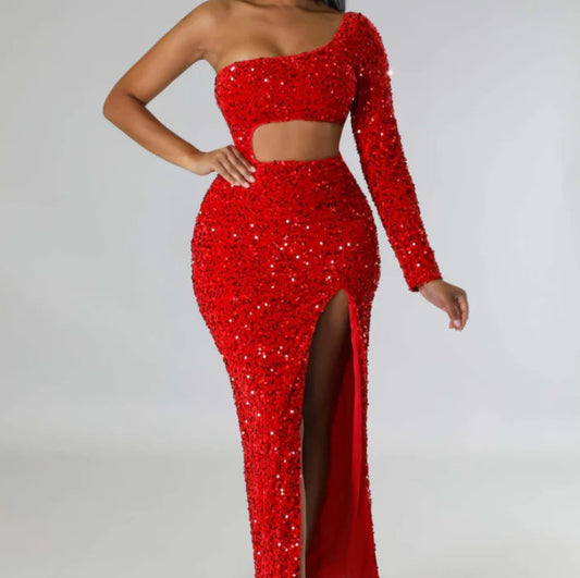 Modern One Shoulder High Waist Dress