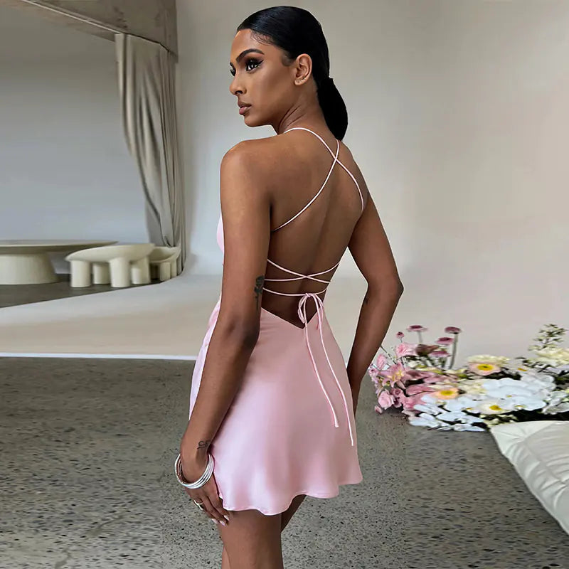 Fashionable Solid Color Sexy Strap Dress for Women