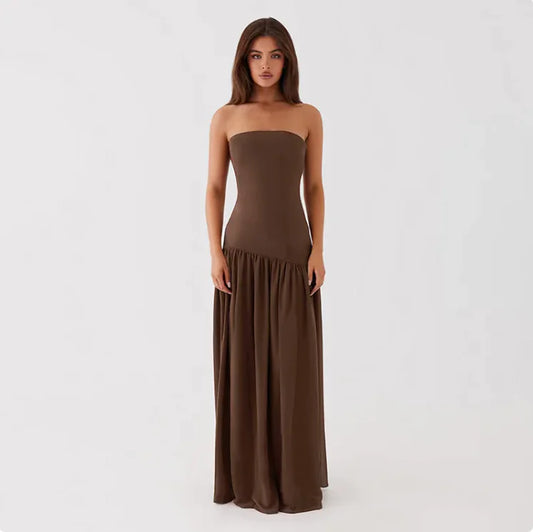Strapless Maxi Dress with Side Slit